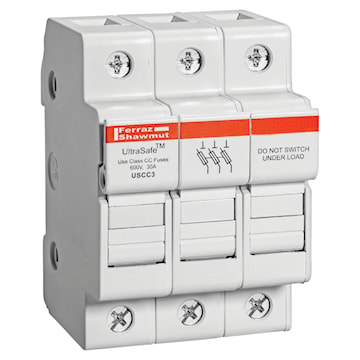 Image MERSEN USCC3 Porte-fusible 600VAC/DC Classe CC 30A 3pôles Connexion à plaque de pression IP65